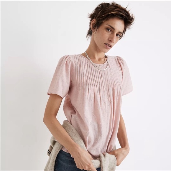 Madewell Tops - Madewell blush pink pintuck top in Swiss dot